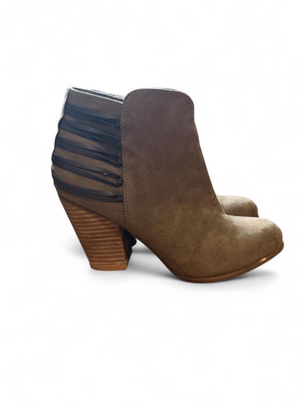 Carlos by Carlos Santana Olive Taupe Ankle Booties with Stacked Heel